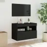 Sieninė Tv Spintelė Su Led Lemputėmis, Juoda, 60X30X40Cm
