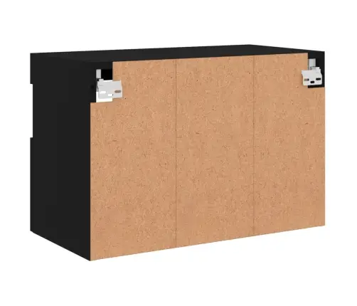 Sieninė Tv Spintelė Su Led Lemputėmis, Juoda, 60X30X40Cm