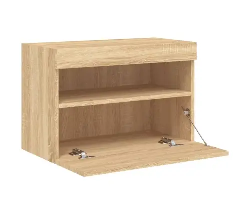 Tv Plaukti Ar Led Lampiņām, 60X30X40 Cm, Koka Krāsā Vidaxl