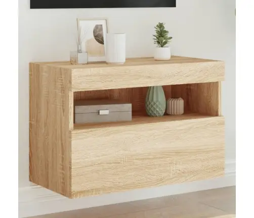 Tv Plaukti Ar Led Lampiņām, 60X30X40 Cm, Koka Krāsā Vidaxl