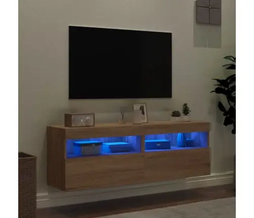Tv Plaukti Ar Led Lampiņām, 2 Gab., 60X30X40 Cm, Koka Krāsa Vidaxl