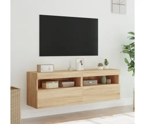 Tv Plaukti Ar Led Lampiņām, 2 Gab., 60X30X40 Cm, Koka Krāsa Vidaxl