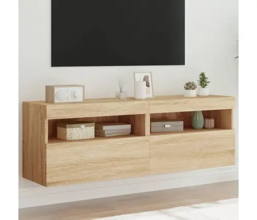 Tv Plaukti Ar Led Lampiņām, 2 Gab., 60X30X40 Cm, Koka Krāsa Vidaxl