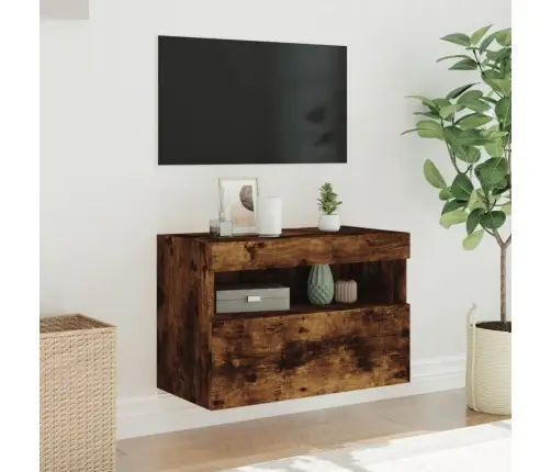 Tv Plaukti Ar Led Lampiņām, 60X30X40 Cm, Ozolkoka Krāsā Vidaxl