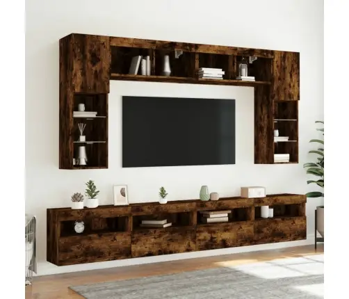 Tv Plaukti Ar Led Lampiņām, 60X30X40 Cm, Ozolkoka Krāsā Vidaxl