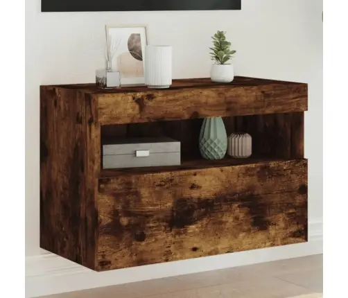 Tv Plaukti Ar Led Lampiņām, 60X30X40 Cm, Ozolkoka Krāsā Vidaxl