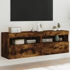 Teleri Seinakapid Led-Tuledega 2 Tk, Suitsutamm, 60X30X40 Cm