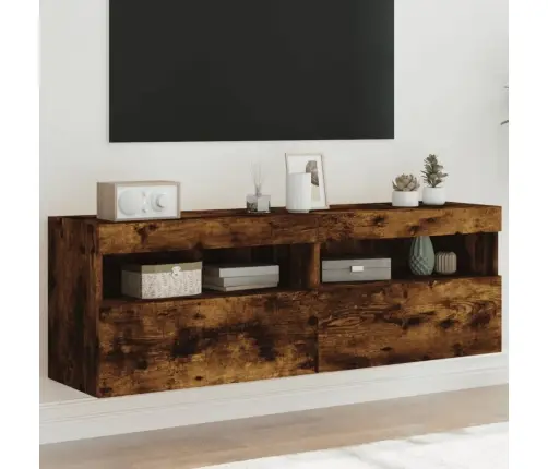 Teleri Seinakapid Led-Tuledega 2 Tk, Suitsutamm, 60X30X40 Cm