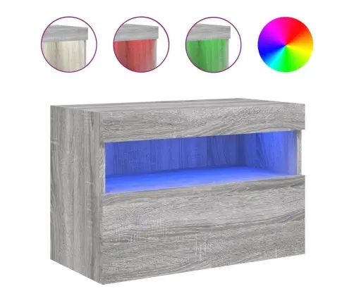 Tv Skapītis Ar Led Lampiņām, Pelēka Ozola Krāsa, 60X30X40 Cm Vidaxl