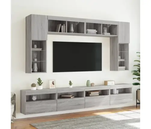 Tv Skapītis Ar Led Lampiņām, Pelēka Ozola Krāsa, 60X30X40 Cm Vidaxl