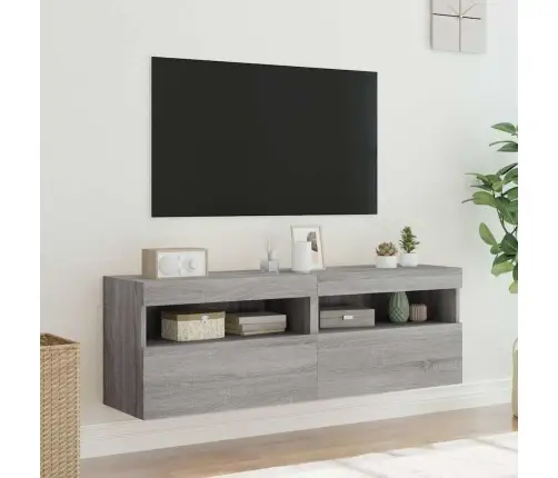 Tv Plaukti Ar Led Lampiņām, 2 Gab., 60X30X40 Cm, Pelēka Ozola Vidaxl