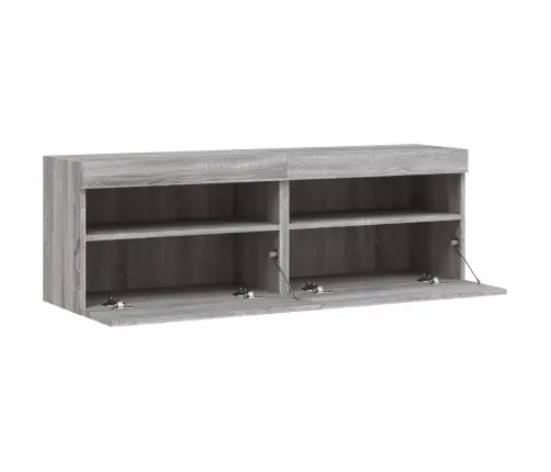 Tv Plaukti Ar Led Lampiņām, 2 Gab., 60X30X40 Cm, Pelēka Ozola Vidaxl