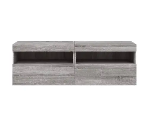 Tv Plaukti Ar Led Lampiņām, 2 Gab., 60X30X40 Cm, Pelēka Ozola Vidaxl