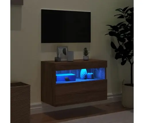 Tv Plaukti Ar Led Lampiņām, 60X30X40 Cm, Brūna Ozolkoka Vidaxl
