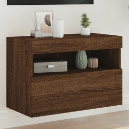 Tv Plaukti Ar Led Lampiņām, 60X30X40 Cm, Brūna Ozolkoka Vidaxl