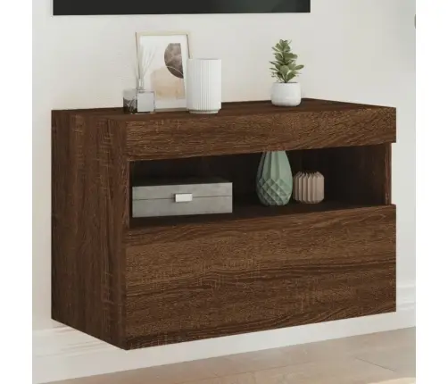 Tv Plaukti Ar Led Lampiņām, 60X30X40 Cm, Brūna Ozolkoka Vidaxl