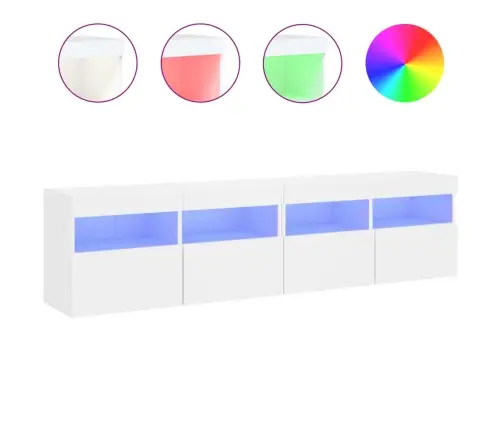 Tv Galdiņi Ar Led Lampiņām, 2 Gab., Balti, 80X30X40 Cm Vidaxl