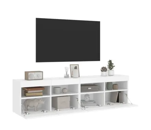 Tv Galdiņi Ar Led Lampiņām, 2 Gab., Balti, 80X30X40 Cm Vidaxl