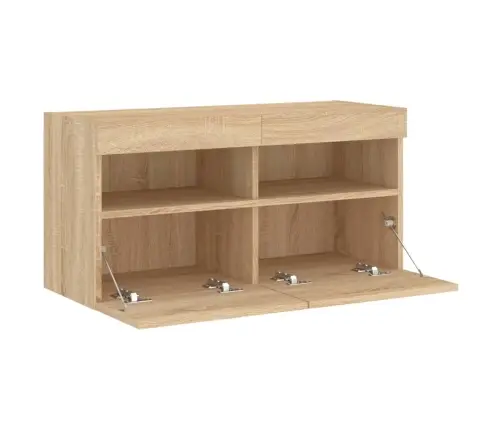 Sieninė Tv Spintelė Su Led Lemputėmis, Ąžuolo, 80X30X40Cm Sieninė Tv Spintelė Su Led Lemputėmis, Ąžuolo, 80X30X40Cm