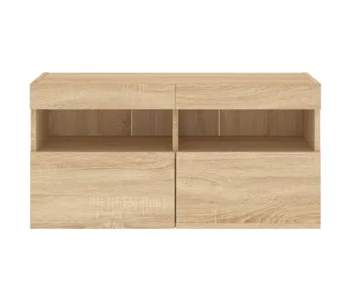 Sieninė Tv Spintelė Su Led Lemputėmis, Ąžuolo, 80X30X40Cm Sieninė Tv Spintelė Su Led Lemputėmis, Ąžuolo, 80X30X40Cm