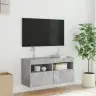 Sieninė Tv Spintelė Su Led Lemputėmis, Betono Pilka, 80X30X40Cm