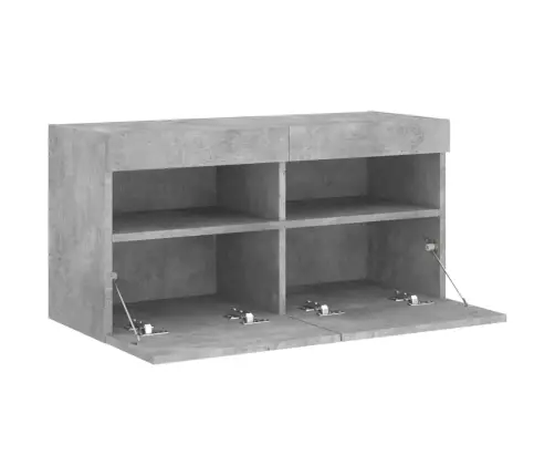 Sieninė Tv Spintelė Su Led Lemputėmis, Betono Pilka, 80X30X40Cm