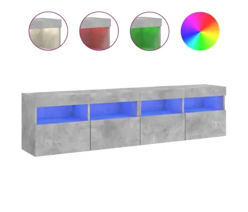 Sieninės Tv Spintelės Su Led, 2Vnt., Betono Pilkos, 80X30X40Cm