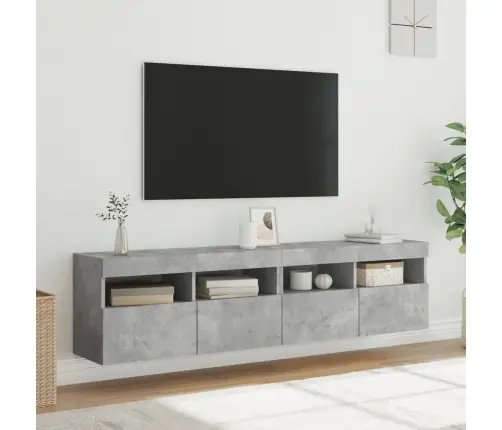 Sieninės Tv Spintelės Su Led, 2Vnt., Betono Pilkos, 80X30X40Cm