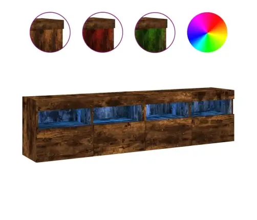 Teleri Seinakapid Led-Tuledega 2 Tk, Suitsutamm, 80X30X40 Cm