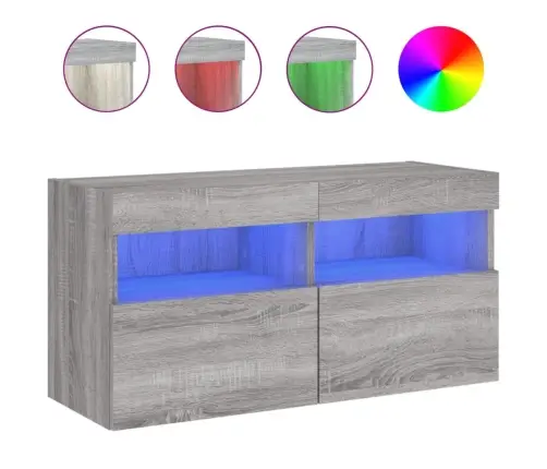 Tv Skapītis Ar Led Lampiņām, Pelēka Ozola Krāsa, 80X30X40 Cm Vidaxl