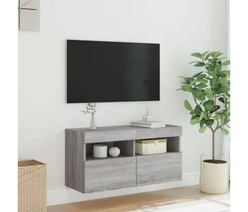 Tv Skapītis Ar Led Lampiņām, Pelēka Ozola Krāsa, 80X30X40 Cm Vidaxl