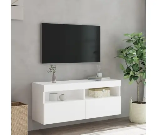 Tv Galdiņš Ar Led Lampiņām, Balti, 100X30X40 Cm Vidaxl