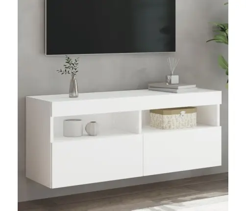 Tv Galdiņš Ar Led Lampiņām, Balti, 100X30X40 Cm Vidaxl