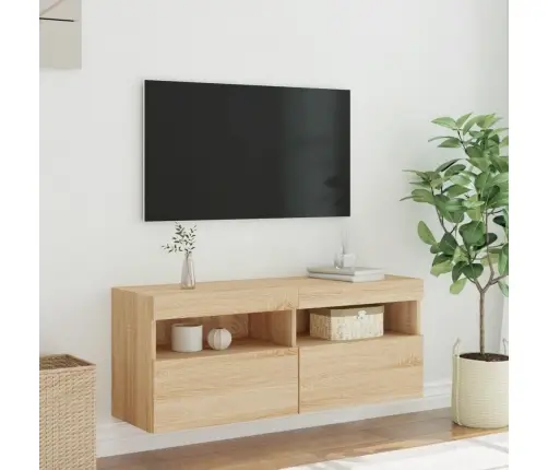 Tv Plaukti Ar Led Lampiņām, 100X30X40 Cm, Koka Krāsā Vidaxl