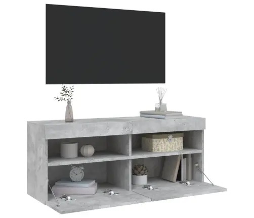 Tv Galdiņi Ar Led Lampiņām, Betona Pelēki, 100X30X40 Cm Vidaxl Tv Galdiņi Ar Led Lampiņām, Betona Pelēki, 100X30X40 Cm Vidaxl