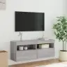 Sieninė Tv Spintelė Su Led Lemputėmis, Pilka, 100X30X40Cm