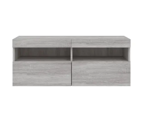 Sieninė Tv Spintelė Su Led Lemputėmis, Pilka, 100X30X40Cm