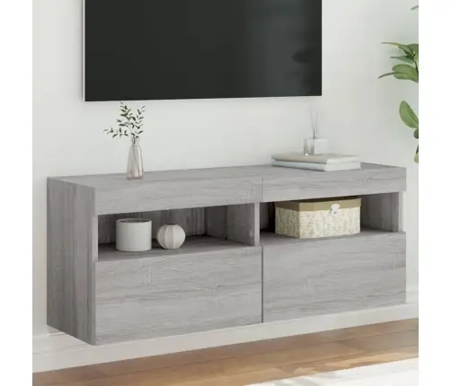 Sieninė Tv Spintelė Su Led Lemputėmis, Pilka, 100X30X40Cm