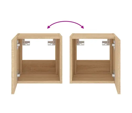 Tv Plaukti Ar Led Lampiņām, 30,5X35X30 Cm, Koka Krāsā Vidaxl