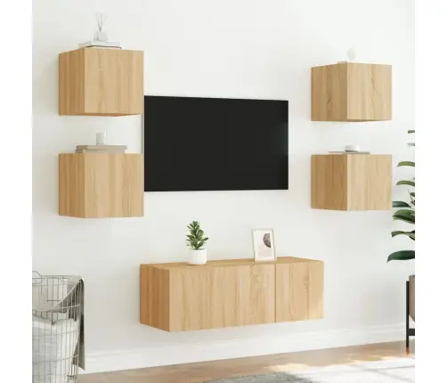 Tv Plaukti Ar Led Lampiņām, 30,5X35X30 Cm, Koka Krāsā Vidaxl