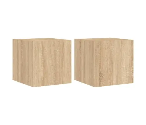 Teleri Seinakapid Led-Tuledega 2 Tk, Sonoma Tamm, 30,5X35X30 Cm