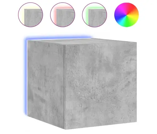 Sieninė Tv Spintelė Su Led Lemputėmis, Betono, 30,5X35X30Cm