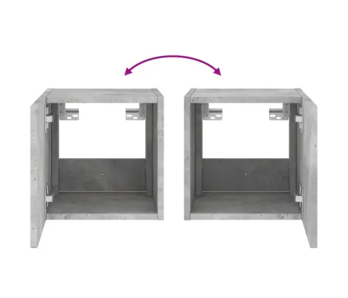 Sieninė Tv Spintelė Su Led Lemputėmis, Betono, 30,5X35X30Cm