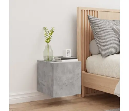 Sieninė Tv Spintelė Su Led Lemputėmis, Betono, 30,5X35X30Cm