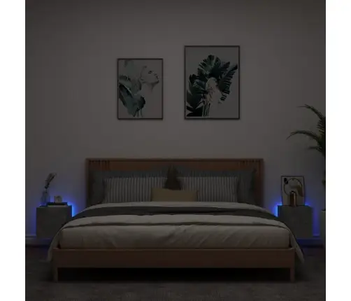 Teleri Seinakapid Led-Tuledega 2 Tk, Betoonhall, 30,5X35X30 Cm