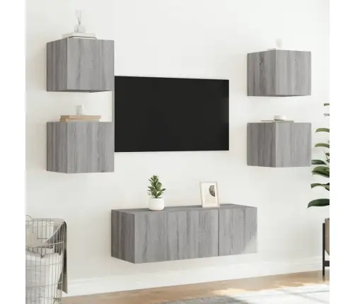 Teleri Seinakapid Led-Tuledega 2 Tk, Hall Sonoma, 30,5X35X30 Cm