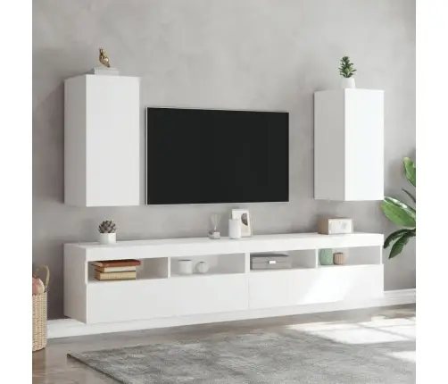 Tv Galdiņš Ar Led Lampiņām, Balti, 30,5X35X70 Cm Vidaxl