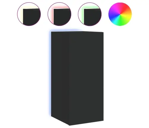 Sieninė Tv Spintelė Su Led Lemputėmis, Juoda, 30,5X35X70Cm