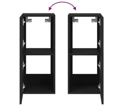 Sieninė Tv Spintelė Su Led Lemputėmis, Juoda, 30,5X35X70Cm