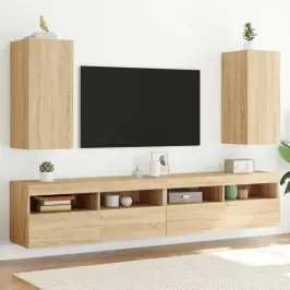 Tv Plaukti Ar Led Lampiņām, 2 Gab., 30,5X35X70 Cm, Koka Krāsa Vidaxl